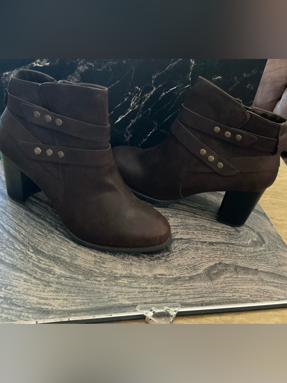 Jaclyn Smith “ Alicia” Brown Studded Ankle Boots